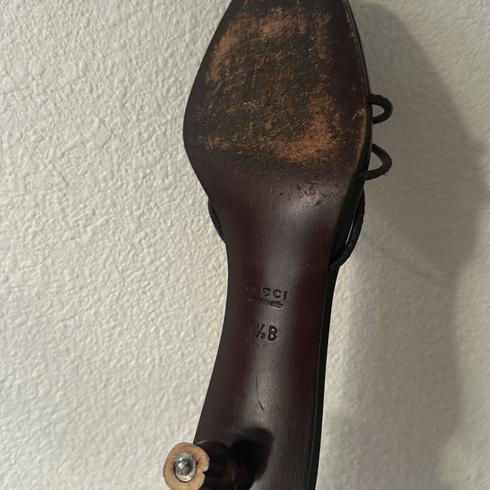 **AS IS ** RARE Vintage GUCCI Tom Ford Bamboo Kitten Heels 7 1/2B - Picture 3 of 10